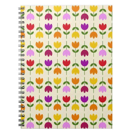 北欧スタイルカラフルオンCrmフラワーパターン ノートブック (正面)