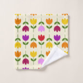 北欧スタイルカラフルオンCrmフラワーパターン バスタオルセット (ウォッシュタオル)