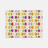 北欧スタイルカラフルオンCrmフラワーパターン フリースブランケット (正面(横))