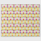 北欧スタイルカラフルオンCrmフラワーパターン ラッピングペーパー (フラット)