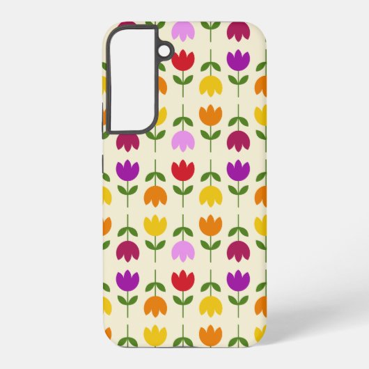 北欧スタイルカラフルオンCrmフラワーパターン Samsung Galaxyケース (裏面)