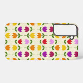 北欧スタイルカラフルオンCrmフラワーパターン Samsung Galaxyケース (裏面横)