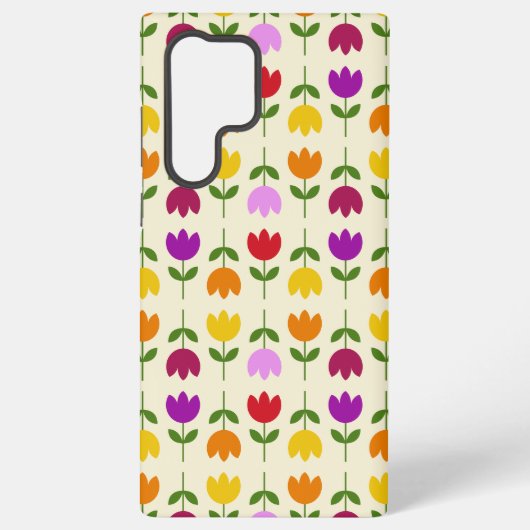 北欧スタイルカラフルオンCrmフラワーパターン Samsung Galaxyケース (裏面)