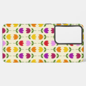 北欧スタイルカラフルオンCrmフラワーパターン Samsung Galaxyケース (裏面横)