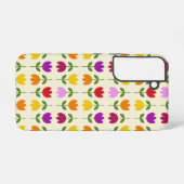 北欧スタイルカラフルオンCrmフラワーパターン Samsung Galaxyケース (裏面横)