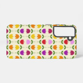 北欧スタイルカラフルオンCrmフラワーパターン Samsung Galaxyケース (裏面横)