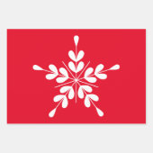 北欧スタイルクリスマスの星が白い上に赤 ラッピングペーパーシート (正面3)