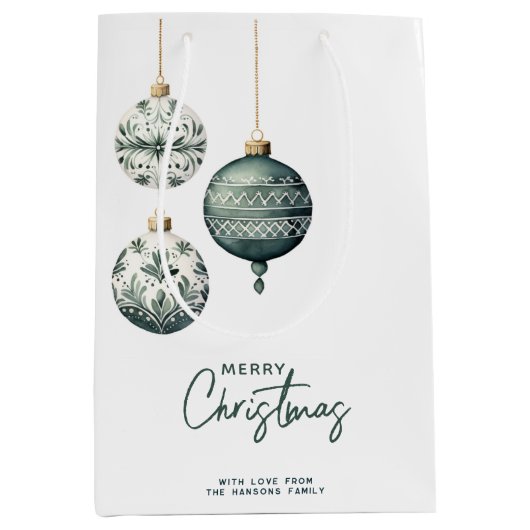 北欧スタイルモダンオーナメントメリークリスマス ミディアムペーパーバッグ (正面)