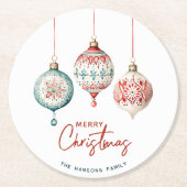 北欧スタイルモダンオーナメントメリークリスマス ラウンドペーパーコースター (正面)