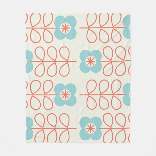 北欧スタイル幾何学的フローラヴィンテージ。 フリースブランケット (正面)