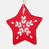 北欧スタイル白と赤の雪片 セラミックオーナメント (左)