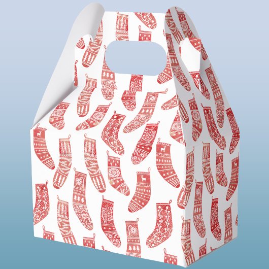 北欧ストッキングスカンジナビアのクリスマスレッドホワイト フェイバーボックス