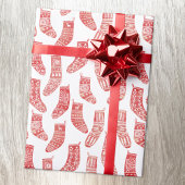 北欧ストッキングスカンジナビアのクリスマスレッドホワイト ラッピングペーパー