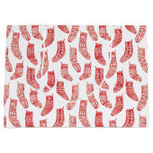 北欧ストッキングスカンジナビアのクリスマスレッドホワイト ラージペーパーバッグ (正面)