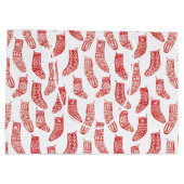 北欧ストッキングスカンジナビアのクリスマスレッドホワイト ラージペーパーバッグ (裏面)