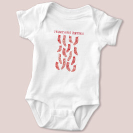 北欧ストッキング初めてのクリスマス名前をカスタムする ベビーボディスーツ