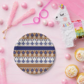 北欧ストライプの模様の茶色 ペーパープレート (パーティー)