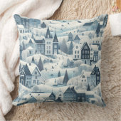 北欧スノーウィンタータウンソフトパターン装飾用クッション クッション (ブランケット)