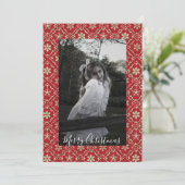 北欧スノーフレークエレガントレッド1フォトトレンディー シーズンカード (スタンド正面)