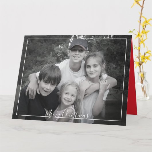 北欧スノーフレーククリスマスフォトカード1枚の写真 カード (黄色い花)