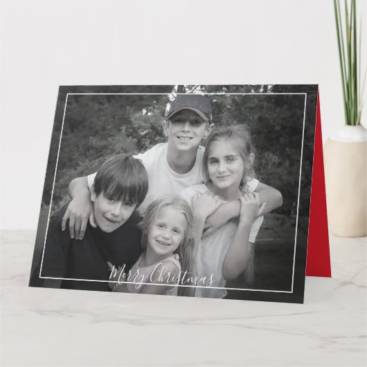 北欧スノーフレーククリスマスフォトカード1枚の写真 カード (正面)