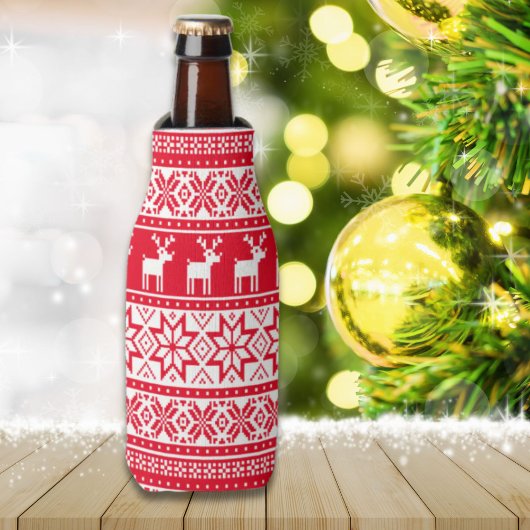 北欧スノーフレークトインデアビュージクリスマスセーター ボトルクーラー