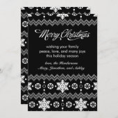 北欧スノーフレークブラック&ホワイトクリスマスカード シーズンカード (正面/裏面)