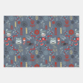 北欧スラブフォーク芸術鳥類の植物の花赤 ラッピングペーパーシート (正面3)