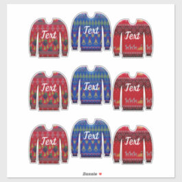 北欧セーターかわいい冬の醜いセーター赤い青 シール