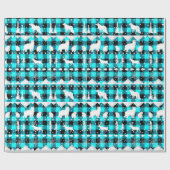 北欧セーターアクアバッファロープレイドウィンターアニマルズ ラッピングペーパー (フラット)