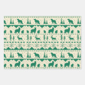 北欧セーターグリーンベージュクラフトウィンターアニマルズ ラッピングペーパーシート (正面)