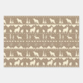 北欧セーターグリーンベージュクラフトウィンターアニマルズ ラッピングペーパーシート (正面3)