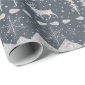 北欧セーターシルバーウィンターアニマルズグレーフランネル ラッピングペーパー (ロールコーナー)