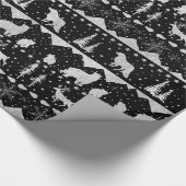 北欧セーターシルバーウィンターアニマルズブラック ラッピングペーパー (角)