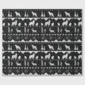 北欧セーターシルバーウィンターアニマルズブラック ラッピングペーパー (フラット)