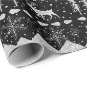 北欧セーターシルバーウィンターアニマルズブラック ラッピングペーパー (ロールコーナー)
