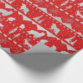 北欧セーターシルバーウィンターアニマルズホリデーレッド ラッピングペーパー (角)