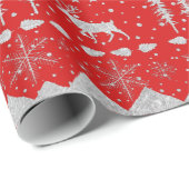 北欧セーターシルバーウィンターアニマルズホリデーレッド ラッピングペーパー (ロールコーナー)