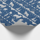 北欧セーターシルバーウィンターアニマルネイビーブルー ラッピングペーパー (角)