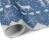 北欧セーターシルバーウィンターアニマルネイビーブルー ラッピングペーパー (ロールコーナー)