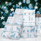 北欧セータースカイブルーウィンターアニマルホワイト ラッピングペーパー