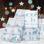 北欧セータースカイブルーウィンターアニマルホワイト ラッピングペーパー