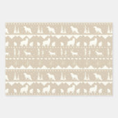 北欧セーターニュートラルクラフトベージュウィンターアニマルズ ラッピングペーパーシート (正面)