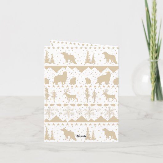 北欧セーターニュートラルベージュホワイトウィンターアニマルズ シーズンカード (裏面)