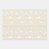 北欧セーターニュートラルベージュホワイトウィンターアニマルズ ラッピングペーパーシート (正面3)