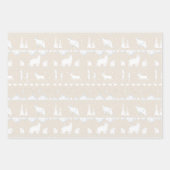 北欧セーターニュートラルベージュホワイトウィンターアニマルズ ラッピングペーパーシート (正面3)