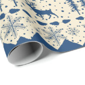 北欧セーターネイビーブルーウィンターアニマルベージュ ラッピングペーパー (ロールコーナー)