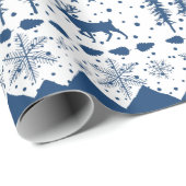 北欧セーターネイビーブルーウィンターアニマルホワイト ラッピングペーパー (ロールコーナー)