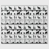 北欧セーターブラックウィンターアニマルホワイト ラッピングペーパー (フラット)