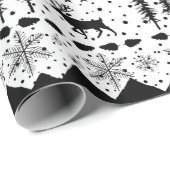 北欧セーターブラックウィンターアニマルホワイト ラッピングペーパー (ロールコーナー)